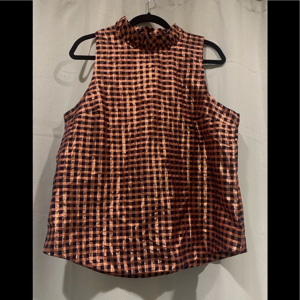 J. Crew Ruffleneck sleeveless Lurex NWT holiday festive Blouse